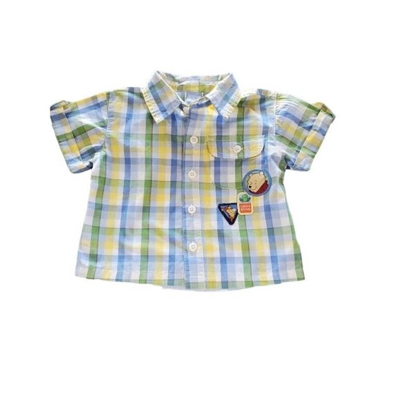 Disney Baby Winnie The Pooh Plaid Button-Up Shirt 3-6 Months - Picture 1 of 5